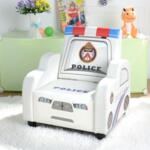 Кожен детски фотьойл POLICE, Бял
