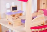 Дървена детска къща за кукли с обзавеждане, Цикламена 1430