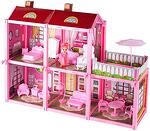Детска двуетажна къща с кукла и обзавеждане