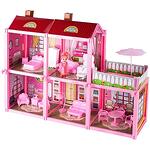Къща за кукли MalPlay, За деца, 2 етажа, С кукла и обзавеждане, Многоцветен