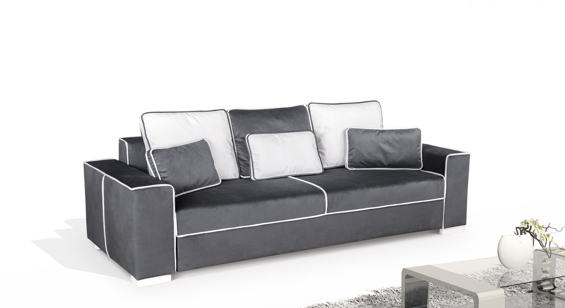 Серый диван с кантом