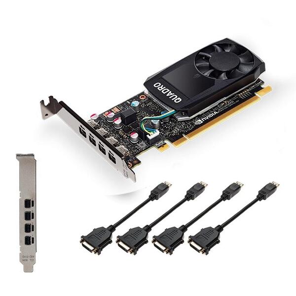 Видео карта PNY NVIDIA Quadro P1000 DVI V2, 4GB, GDDR5, 128 bit, DVI адаптер Видео карта PNY NVIDIA Quadro P1000 DVI V2, 4GB, GDDR5, 128 bit, DVI адаптер
