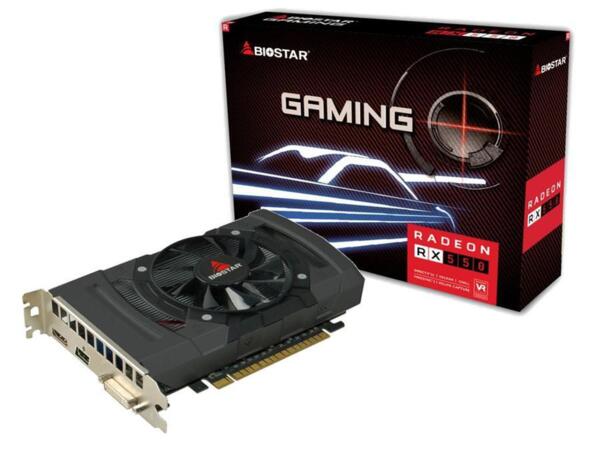 Видео карта BIOSTAR Radeon RX550, 2GB, GDDR5, 128 bit, DVI-I, HDMI, DisplayPort Видео карта BIOSTAR Radeon RX550, 2GB, GDDR5, 128 bit, DVI-I, HDMI, DisplayPort