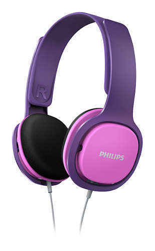 Philips Детски слушалки, подсилен дизайн, меки наушници, ултра лека лента за глава, цвят: розов/лилав Philips Детски слушалки, подсилен дизайн, меки наушници, ултра лека лента за глава, цвят: розов/лилав