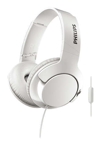 Philips слушалки с микрофон BASS+, цвят: бял Philips слушалки с микрофон BASS+, цвят: бял