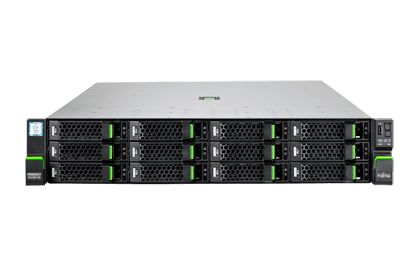 Сървър Fujitsu Primergy RX2520 M5 4X3.5'', 1 x Intel Xeon Silver 8 Core 4208 85 W 2.10 GHz /2400MHz 11MB; 16GB DDR4-2933 ECC UDIMM; up to 4 HDD 3,5 (not included); 1x450W Modular Power