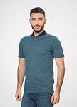 Тъмно синя меланжирана мъжка тениска с яка STEFANO / Color 2