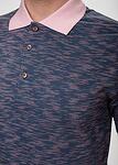 Меланжирана мъжка тениска с яка в синьо и розово EMOCIONE/ Color 9