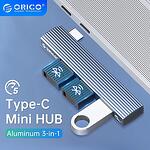 Orico хъб USB3.0/2.0 HUB 3 port TYPE C, Aluminum - AH-W13-GY