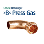 Коляно нипел 90° Conex Banninger, медно, прес газ, >B< Press Gas