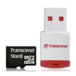 Transcend 16GB microSDHC Class 10 Card with Card Reader (TS16GUSDHC10-P3)