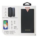 Guess GUBPBKTI61IBK Bundle Leather Book Case Iridescent Black + Tempered Glass pro iPhone XR