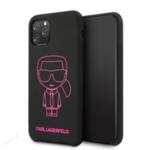 KLHCN65SILFLPBK Karl Lagerfeld Silicone Cover for iPhone 11 Pro Max Pink Out Black (EU Blister)