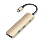 Satechi Aluminum SLIM TYPE-C MultiPort Adapter (HDMI 4K,PassThroughCharging,2x USB 3.0) - Gold