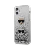 Karl Lagerfeld iPhone 12 Mini 5,4" silver hard case Liquid Glitter Karl Choupette