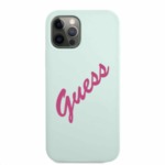 Guess Silicone Vintage Fuschia Script Cover for iPhone 12/12 Pro 6.1 Blue