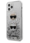 Калъф Karl Lagerfeld Liquid Glitter 2 Heads Cover for iPhone 12/12 Pro 6.1 Silver