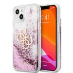Калъф Guess TPU Big 4G Liquid Glitter Pink Case for iPhone 13 Mini Transparent