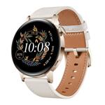 Часовник, Huawei Watch GT 3 42mm, Milo-B19V, 1.32", Amoled, 466x466, PPI 356, 4GB, Bluetooth 5.2, supports BLE/BR/EDR, 5ATM, Battery 292 maAh, Light Gold, White Leather Strap