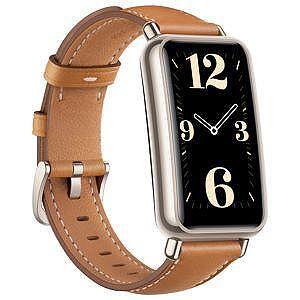 Смарт часовник Huawei Watch Fit Mini, Fara-B69, Gold Aluminum Case, Brown Leather Strap
