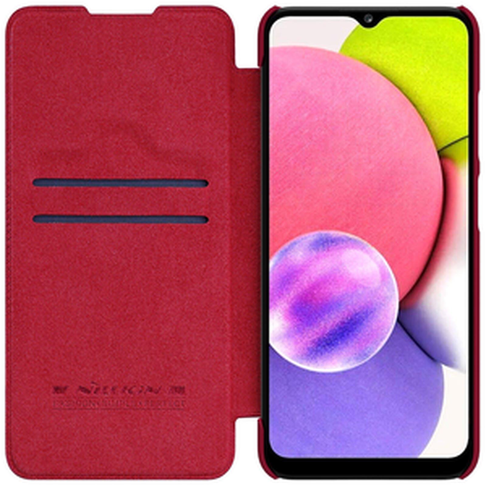 Кожен калъф от Nillkin Qin Book Pouzdro за Samsung Galaxy A03s Red