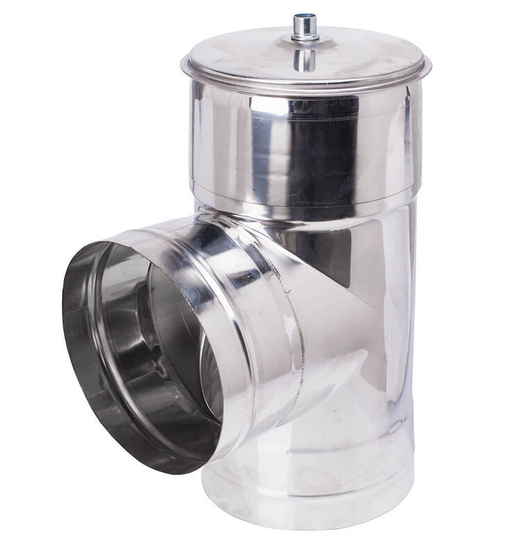 flue for stoves and fireplace Tee 90 ° + tes Stainless Steel 316 L Q 