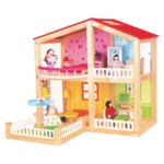 Дървена двуетажна къща за кукли - Фантазия