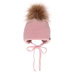Плетена шапка за бебе момиче с помпон 634066