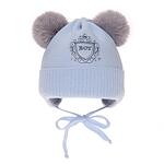 Зимна шапка за бебе момче с два помпона 634057