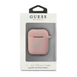 Луксозен Калъф за APPLE Airpods 2, GUESS Silicone Case, Розов