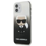 Луксозен Калъф за iPhone 12 Mini, KARL LAGERFELD Gradient Iconik Case, Черен