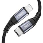 USB-C Кабел за iPhone 12/11 Pro, CHOETECH Lightning Nylon Cable 1.2m, Черен