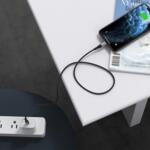 USB-C Кабел за iPhone 12/11 Pro, CHOETECH Lightning Nylon Cable 1.2m, Черен