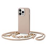 Калъф с Връзка за iPhone 14 Pro Max, Icon Chain Case, Бежов
