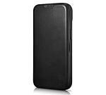 Magsafe Калъф от Естествена Кожа за iPhone 14 Pro Max, iCarer CE Wax Book Leather Case, Черен