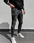 Мъжки  дънки -  Ripped Design Dark Grey Jeans - 6598