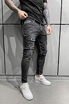Мъжки дънки - Frayed Dark GrayJeans - 6605