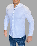 Мъжка риза -  Мilitary Collar Shirt Black Buttons