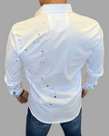 Мъжка риза - Minimal One side Splatter White shirt