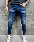 Мъжки дънки - Blue Sewn Patches Jeans - А7697