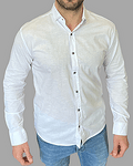 Мъжка ленена риза - WHITE FLAX SHIRT