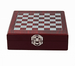 Комплект шах с аксесоари за вино, 16.5x14.8 см, дървена кутия