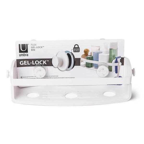 UMBRA Рафт за баня с вакуумно закрепване “FLEX GELLOCK “ бял