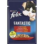 Purina Felix Fantastic храна за котки в зряла възраст, грил в желе, говеждо