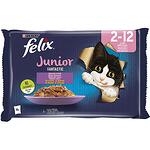 Purina Felix храна за малки котенца, грил в желе, пиле и сьомга, 4 бр. х 85 г (340 г)