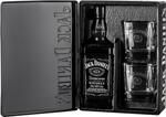 Jack Daniels бърбън уиски (700 мл) в метална кутия + 2 чаши