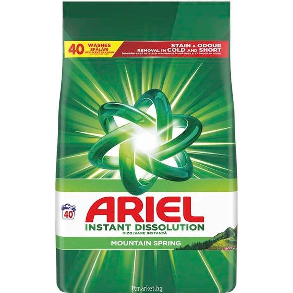 Ariel Instant Dissolution Mountain Spring Прах за пране за бели дрехи с ...