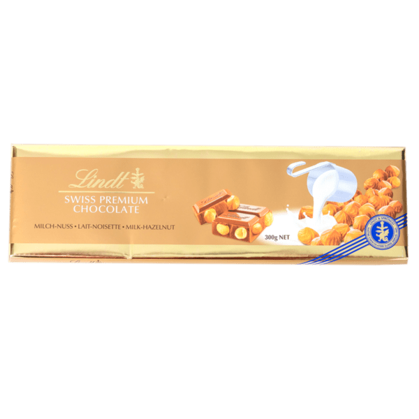 Шоколад Lindt Swiss Premium молочный с цельным фундуком 300г