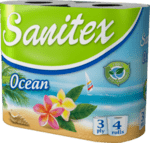 Тоалетна хартия SANITEX Ocean 3 пласта 4 броя