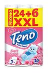 Тоалетна хартия TENO 100% цел., 3 пл., 24+6 бр.